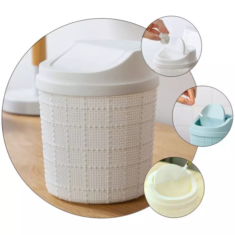 Small Plastic Bin With Lid, Mini Trash Can, Rolling Lid Trash Bin Small Plastic Bin With Lid, Mini Trash Can, Rolling Lid Trash Bin